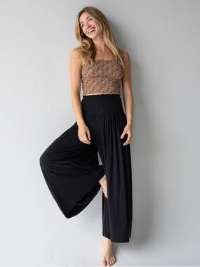 Natural Life Make A Move ButterSoft Palazzo Pants XS Black Boho Lounge